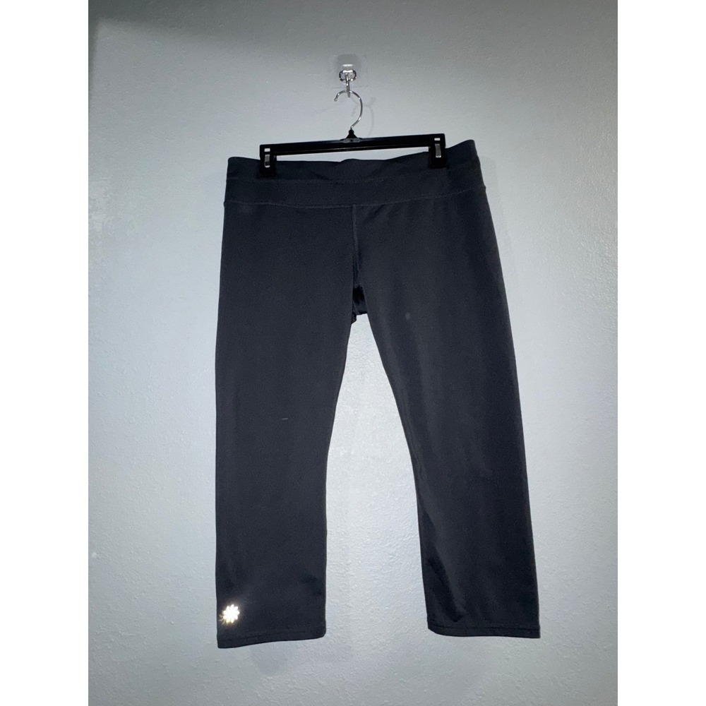 Athleta Be Free Knicker Black Running Crop Leggings Large Reflective Pocket
